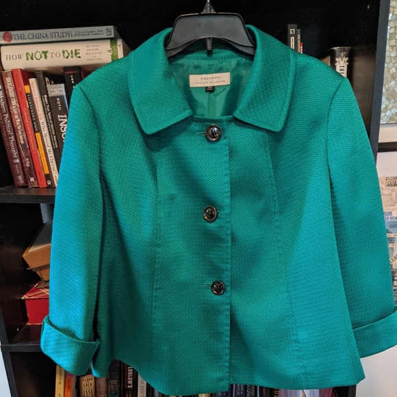 tahari green jacket